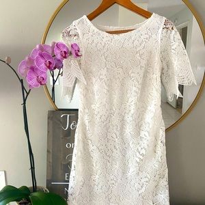 NWT- Anthropologie white lace dress.